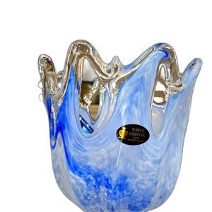 NWT Murano Glass Vase Crown Flower Top